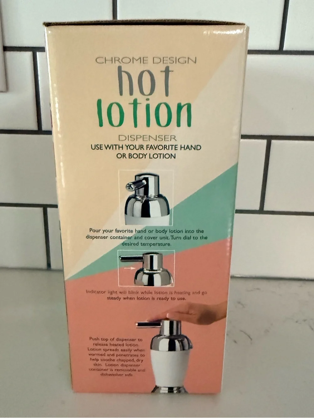 NEW Conair Hot Lotion Dispenser Heated Warmer Spa Hand Body Auto Off Chrome NIB